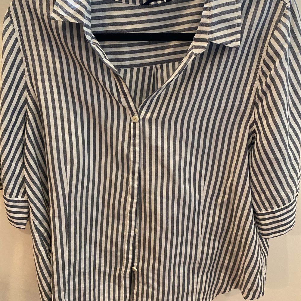 J Crew women’s blouse, black and white stripe